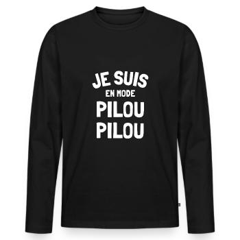 Je suis en mode pilou pilou humour pyjama - T-shirt manches longues Premium bio Homme - noir - Devant - Nico (187cm)