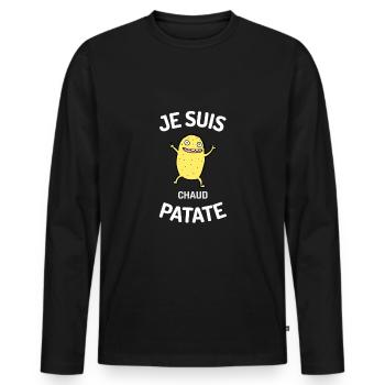 Je suis chaud patate humour anniversaire drôles - T-shirt manches longues Premium bio Homme - noir - Devant - Nico (187cm)