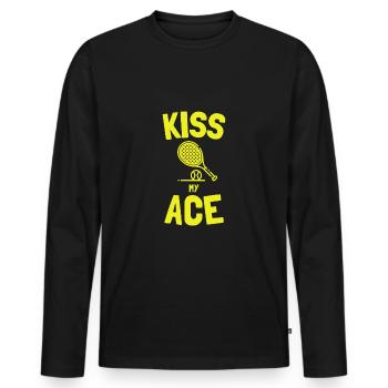 Kiss my ace humor tennis sport birthday funny - Men's Premium Organic Long Sleeve Shirt - black - Front - Nico (187cm)