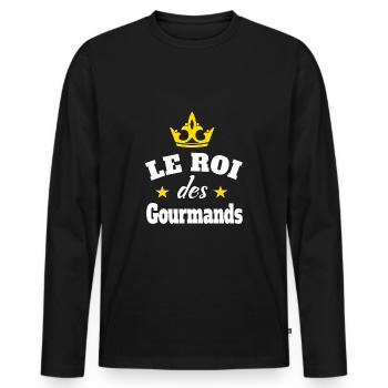 Le roi des gourmands humour drôles - T-shirt manches longues Premium bio Homme - noir - Devant - Nico (187cm)