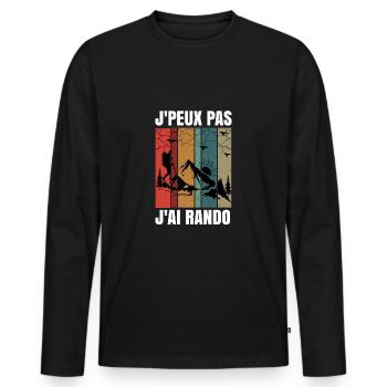 Je peux pas j'ai rando humour randonnée sport - T-shirt manches longues Premium bio Homme - noir - Devant - Nico (187cm)