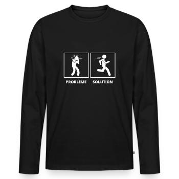 Problème solution humour course à pied sport drôle - T-shirt manches longues Premium bio Homme - noir - Devant - Nico (187cm)