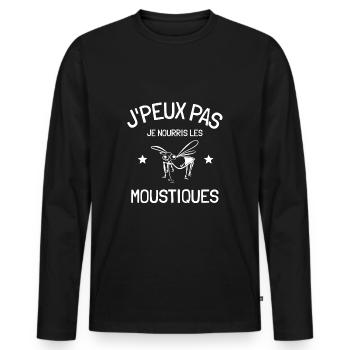 Je peux pas je nourris les moustiques humour - T-shirt manches longues Premium bio Homme - noir - Devant - Nico (187cm)