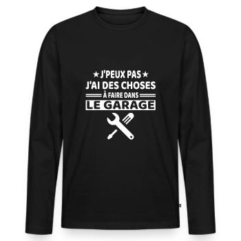 Ich kann nicht in der Garage arbeiten. - Männer Premium Bio Langarmshirt - Schwarz - Vorne - Nico (187cm)