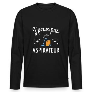 Je peux pas j'ai aspirateur humour ménage - T-shirt manches longues Premium bio Homme - noir - Devant - Nico (187cm)