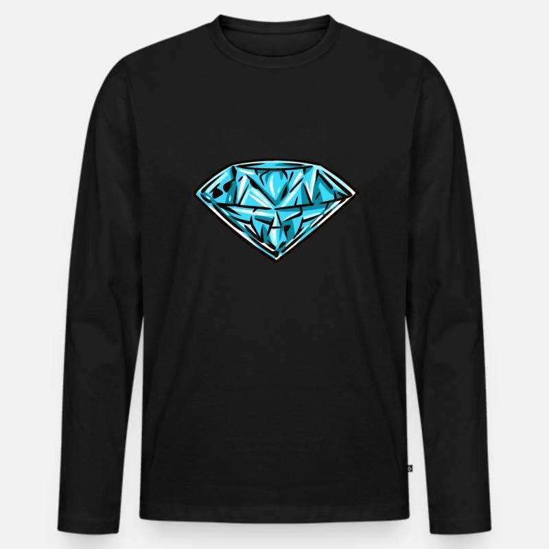 Diamant - Männer Premium Bio Langarmshirt - Schwarz