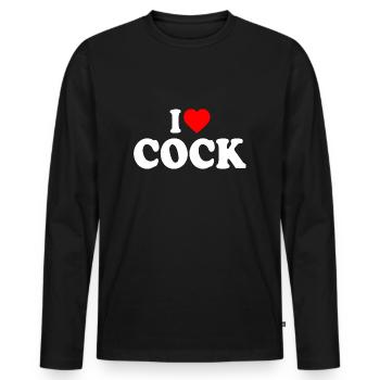 I love cock - Men's Premium Organic Long Sleeve Shirt - black - Front - Nico (187cm)