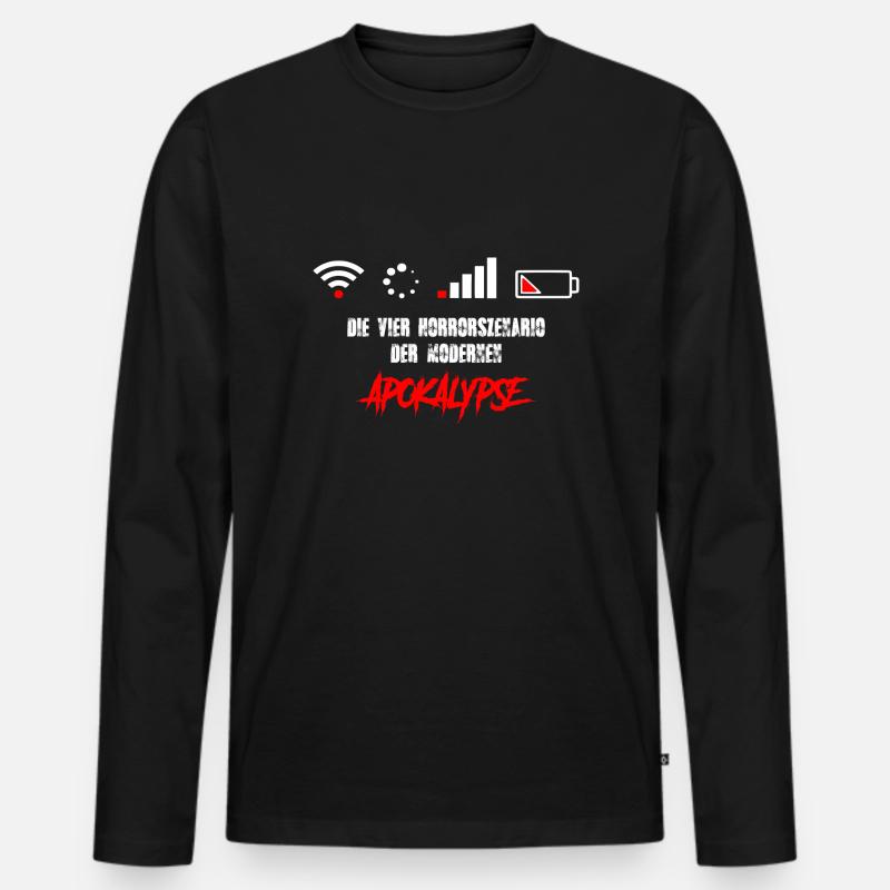 Apokalypse - WLAN - Internet - Akku aus - Männer Premium Bio Langarmshirt - Schwarz