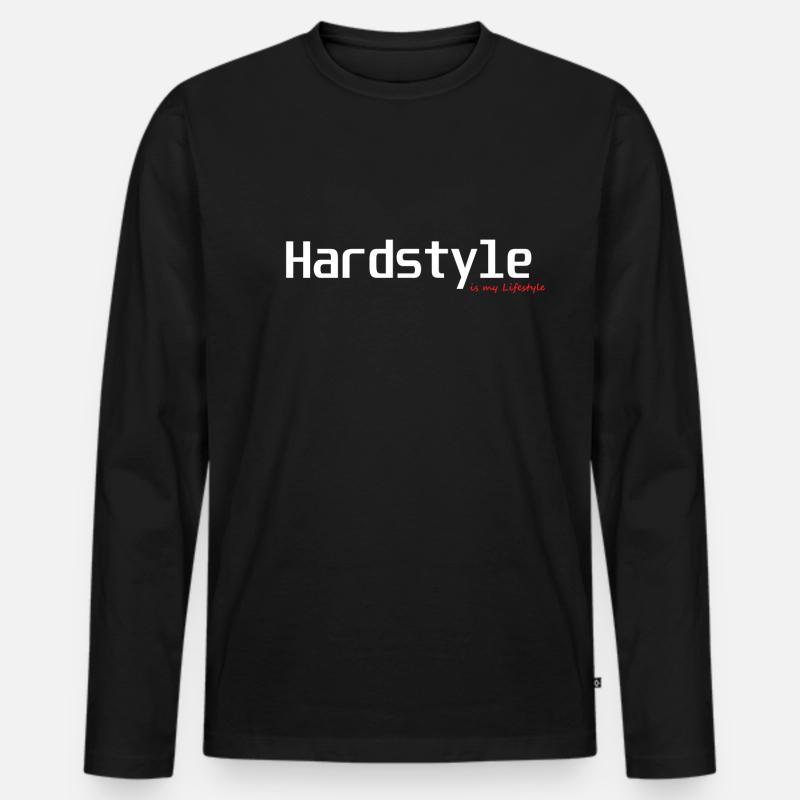 Hardstyle Lifestyle weiss - Männer Premium Bio Langarmshirt - Schwarz