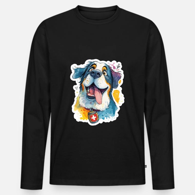 Majestätischer Schweizer Bernhardiner - Männer Premium Bio Langarmshirt - Schwarz