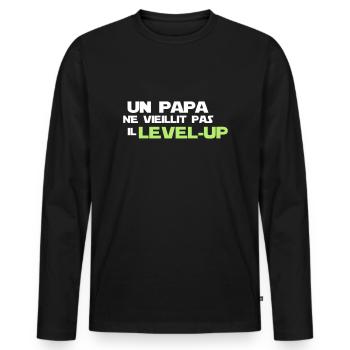 un papa ne vieillit pas,citations,geek,gaming - T-shirt manches longues Premium bio Homme - noir - Devant - Nico (187cm)