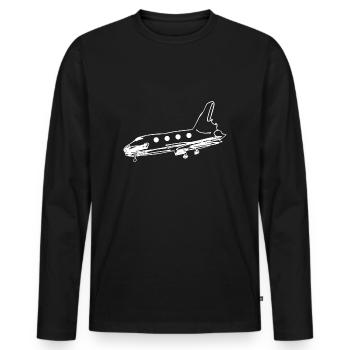 transport symbolrakete flugzeug fliegen transport - Männer Premium Bio Langarmshirt - Schwarz - Vorne - Nico (187cm)