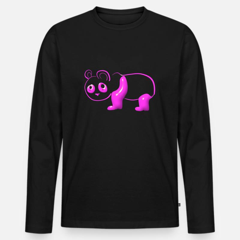 pinker Panda Symbol Tier Bär - Männer Premium Bio Langarmshirt - Schwarz