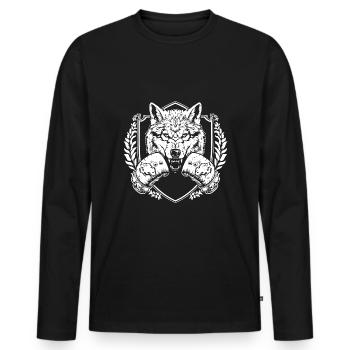 Loup Boxer Fighter - T-shirt manches longues Premium bio Homme - noir - Devant - Nico (187cm)