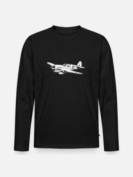 Fighter plane / warplane Warhawk 02_weiß - Men's Premium Organic Long Sleeve Shirt - black
