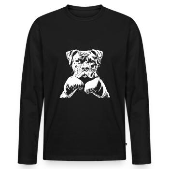 Hund Boxer Boxen MMA Kampfsport - Männer Premium Bio Langarmshirt - Schwarz - Vorne - Nico (187cm)