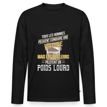Poids lourd - les meilleurs - T-shirt manches longues Premium bio Homme - noir - Devant - Nico (187cm)