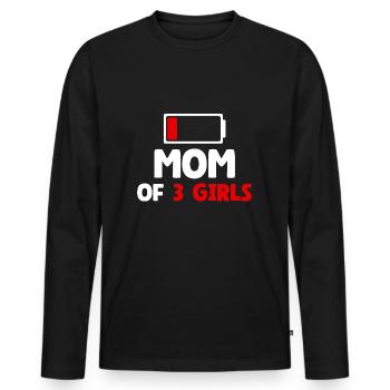 Maman de 3 filles - T-shirt manches longues Premium bio Homme - noir - Devant - Nico (187cm)
