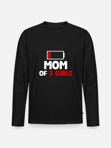 Maman de 3 filles - T-shirt manches longues Premium bio Homme - noir