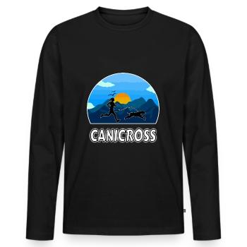 Canicross Natur Laufen Hund Hundesport - Männer Premium Bio Langarmshirt - Schwarz - Vorne - Nico (187cm)