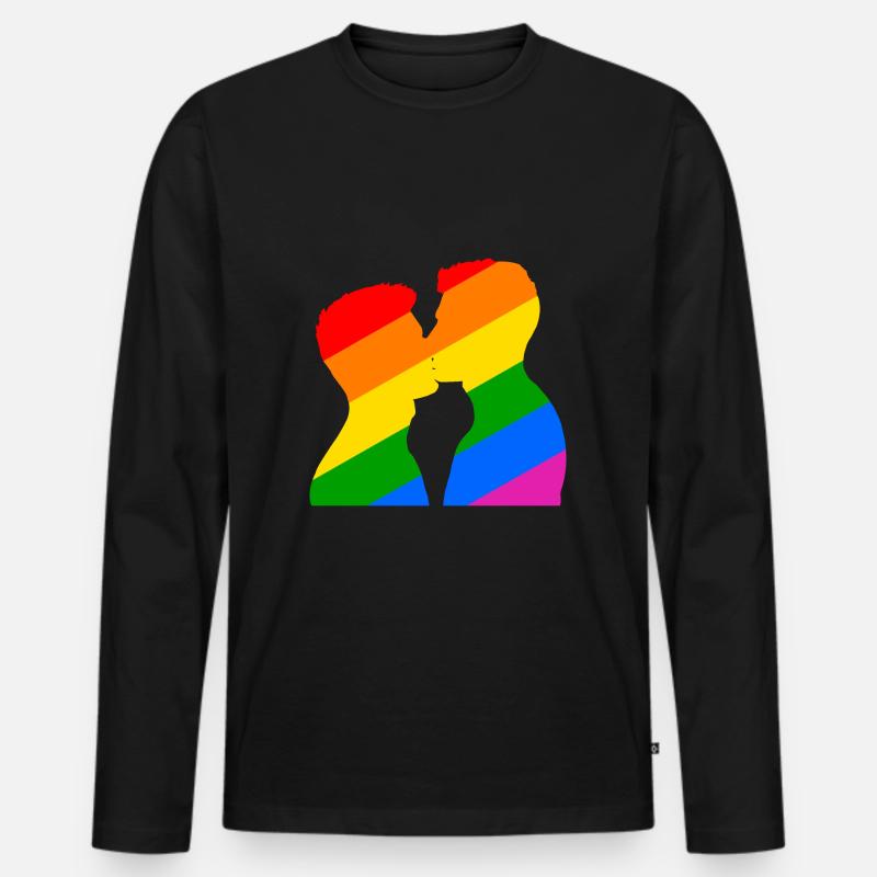 Schwule Liebe ist erotisch - Männer Premium Bio Langarmshirt - Schwarz