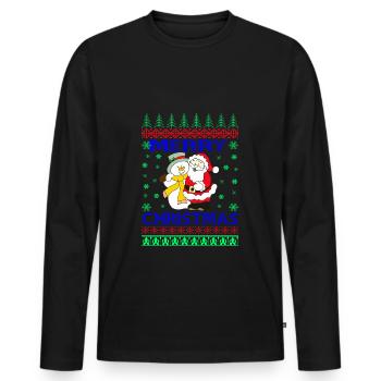 JOYEUX NOEL - T-shirt manches longues Premium bio Homme - noir - Devant - Nico (187cm)