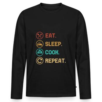 EAT SLEEP COOK REPEAT - Lifestyle/Thème/Motto - T-shirt manches longues Premium bio Homme - noir - Devant - Nico (187cm)