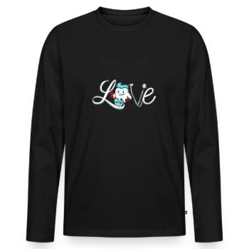 Assistante dentaire - T-shirt manches longues Premium bio Homme - noir - Devant - Nico (187cm)