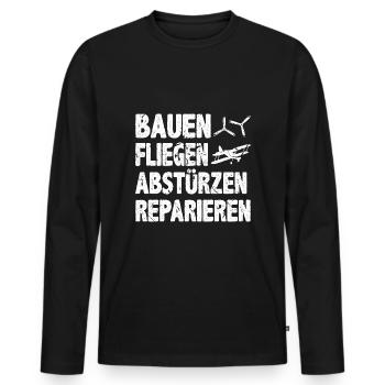 Modellflieger Pilot Modellbau RC Flugzeuge - Männer Premium Bio Langarmshirt - Schwarz - Vorne - Nico (187cm)