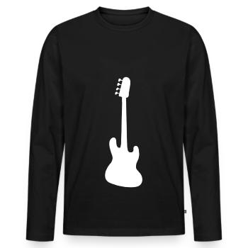 Bass schlicht Silhouette - Männer Premium Bio Langarmshirt - Schwarz - Vorne - Nico (187cm)