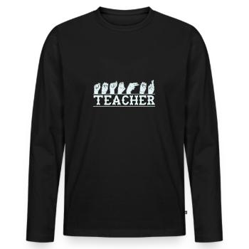Sign Language Teacher Learn Sign Language - Men's Premium Organic Long Sleeve Shirt - black - Front - Nico (187cm)