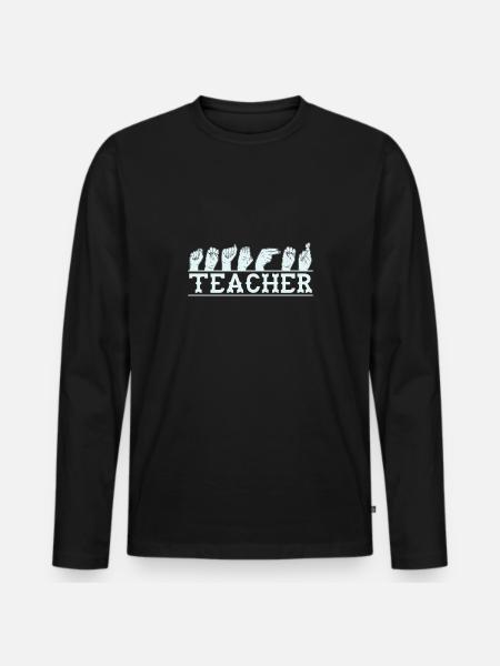 Zeichensprache Lehrer Gebärdensprache lernen - Männer Premium Bio Langarmshirt - Schwarz