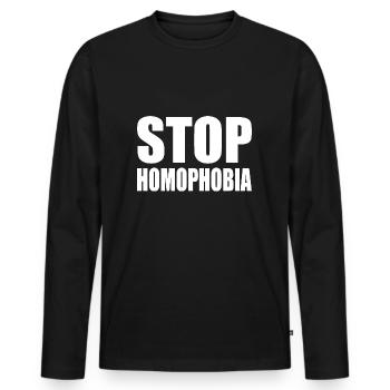 Stop homophobia - T-shirt manches longues Premium bio Homme - noir - Devant - Nico (187cm)