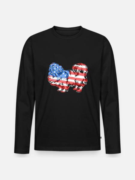 Pekingese Pekingese Flag - Men's Premium Organic Long Sleeve Shirt - black