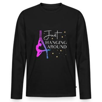 Just Hanging Around Aerial Silk Dancer - Männer Premium Bio Langarmshirt - Schwarz - Vorne - Nico (187cm)