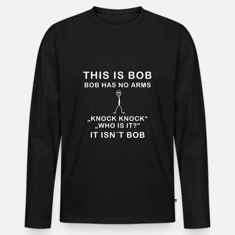 Schwarzer Humor Stickman Bob - Männer Premium Bio Langarmshirt - Schwarz