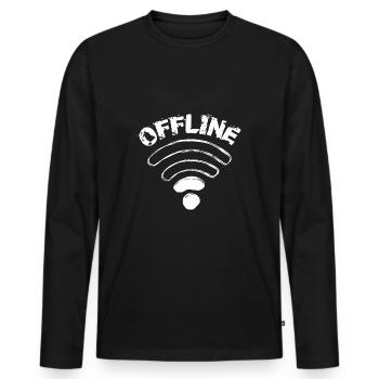 Offline - WLAN Réception WIFI Internet - T-shirt manches longues Premium bio Homme - noir - Devant - Nico (187cm)