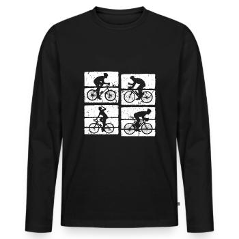 Fahhrad Silhouette Männer Radfahren - Männer Premium Bio Langarmshirt - Schwarz - Vorne - Nico (187cm)