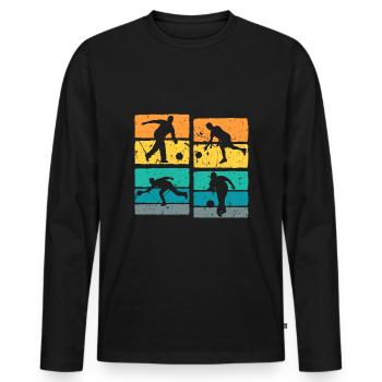 Vintage Bowling - Männer Premium Bio Langarmshirt - Schwarz - Vorne - Nico (187cm)