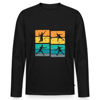 Retro Badminton - Männer Premium Bio Langarmshirt - Schwarz - Vorne - Nico (187cm)