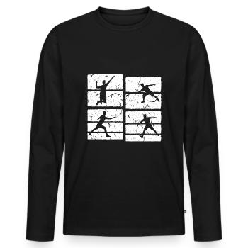 Badminton Spieler Silhouette Federball - Männer Premium Bio Langarmshirt - Schwarz - Vorne - Nico (187cm)