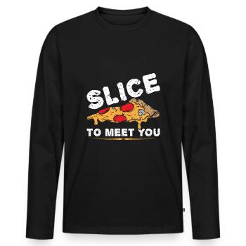 Slice To Meet You Pízza - Männer Premium Bio Langarmshirt - Schwarz - Vorne - Nico (187cm)