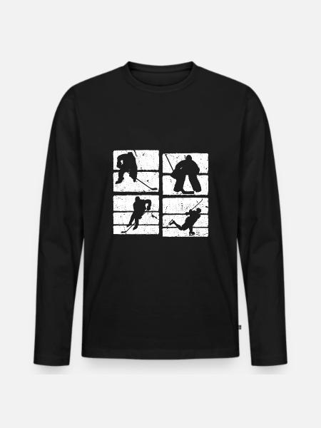 Distressed Ice Hockey - Männer Premium Bio Langarmshirt - Schwarz