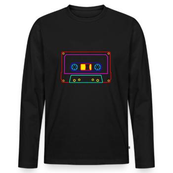 Cassette - Mixtape Audio Cassette Magnétique rétro - T-shirt manches longues Premium bio Homme - noir - Devant - Nico (187cm)