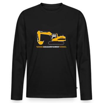 Excavator Operator Excavator Construction Equipment Operator Construction Site - Men's Premium Organic Long Sleeve Shirt - black - Front - Nico (187cm)