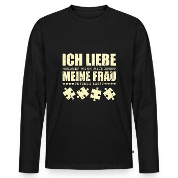 Puzzle Männer - Männer Premium Bio Langarmshirt - Schwarz - Vorne - Nico (187cm)