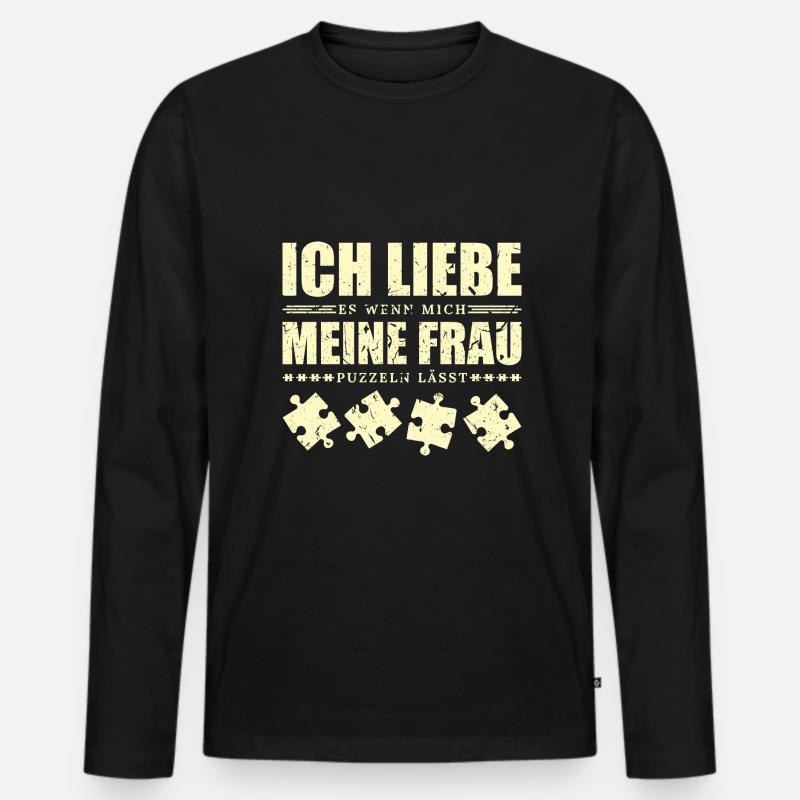 Puzzle Männer - Männer Premium Bio Langarmshirt - Schwarz