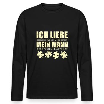 Puzzle Frauen - Männer Premium Bio Langarmshirt - Schwarz - Vorne - Nico (187cm)