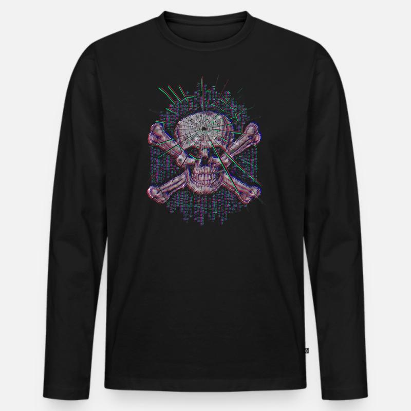 Fatal Error (Skull) - Männer Premium Bio Langarmshirt - Schwarz