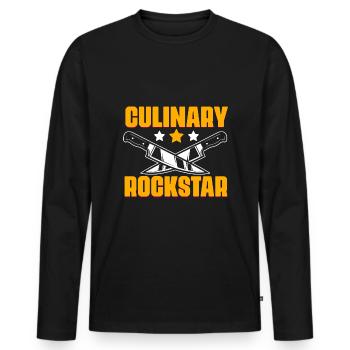 Kulinarisches, lustiges, professionelles Kochen - Männer Premium Bio Langarmshirt - Schwarz - Vorne - Nico (187cm)